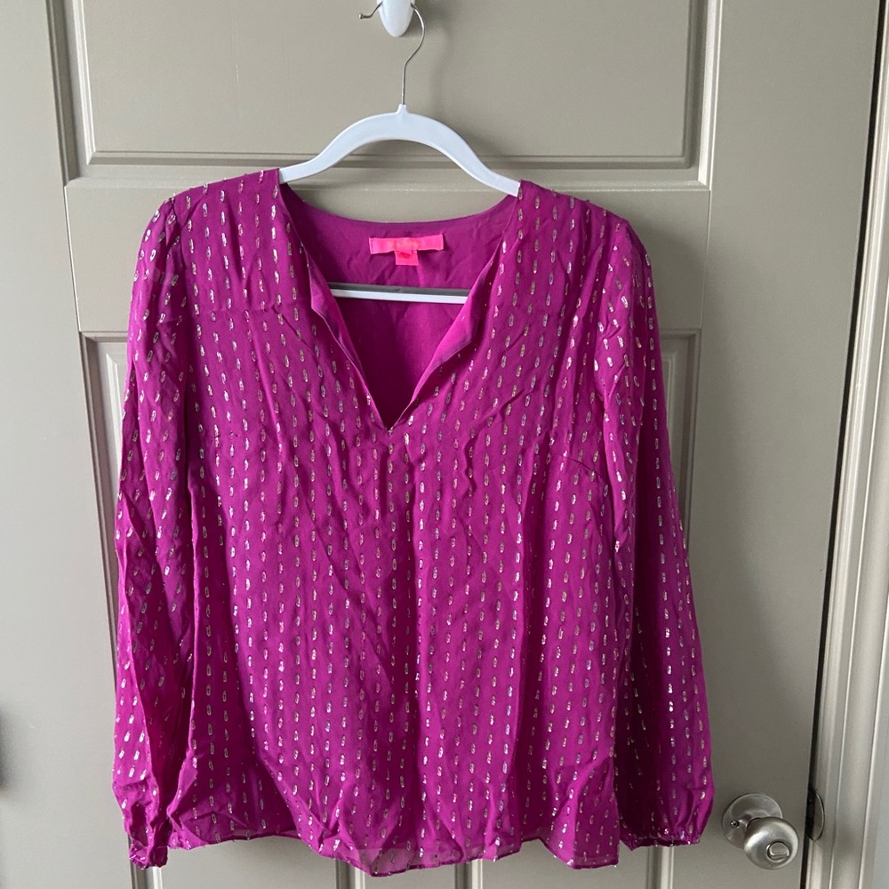 Lilly Pulitzer silk and foil top